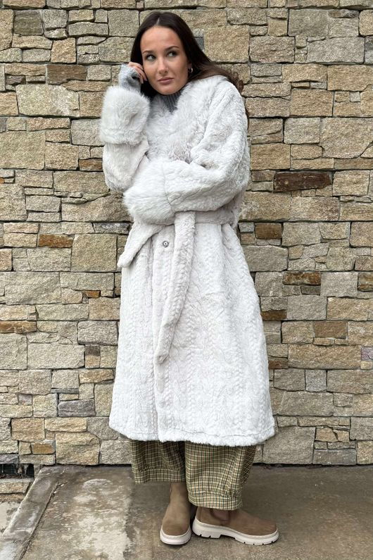 Verbier Premium Faux Fur Coat Grey Mist